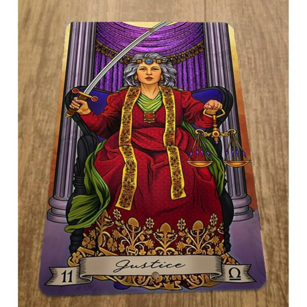 Tarot Card 11 Justice‎ Artwork 8x12 Metal Wall Sign